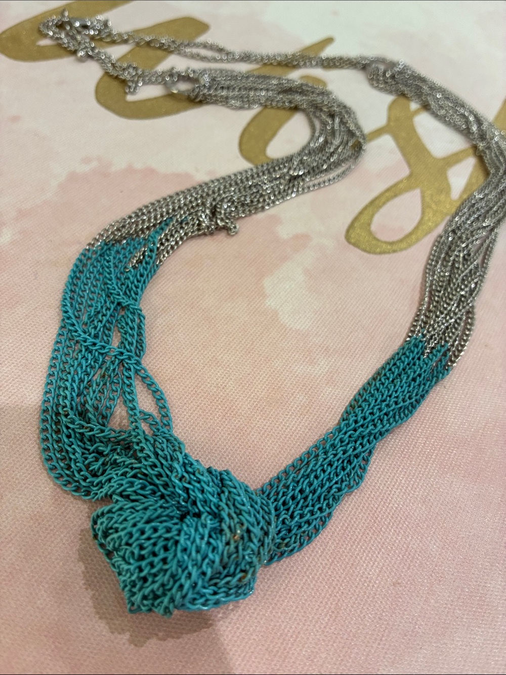 Silver & Teal Multi-Strand Knot Necklace - Women Jewelry